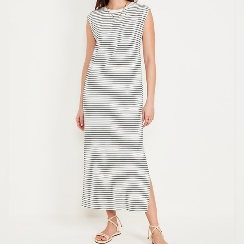 Old Navy Striped Sleeveless Muscle Tank Tee Shirt Maxi Dress Size Small